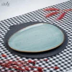 پلیت سرو تخت دفرم 30/24 سانت سرامیک سبز روستیک دنی هوم (یک عددی)