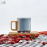 فنجان پیرکس دسته چوبی دودی 100 سی سی(یک عددی)