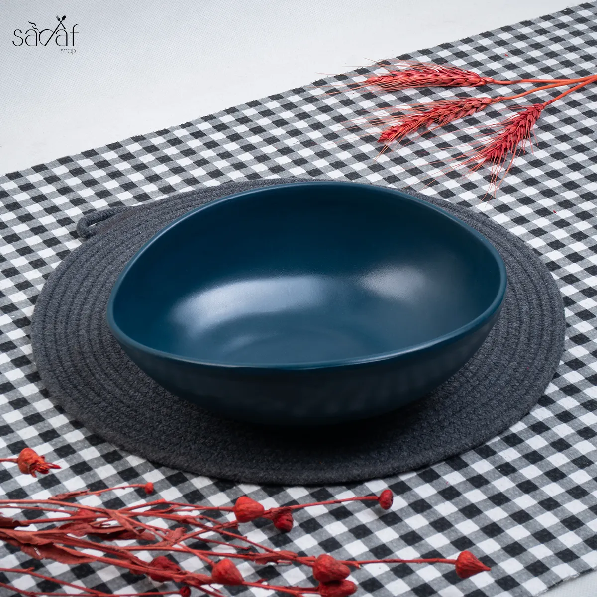 122_22_11zon کاسه سرو دفرم بیضی 24 سانت بلو ملامین(یک عددی) - تصویر 1