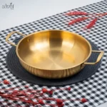 تابه سرو گود دو دسته 30 سانت استیل طلایی (یک عددی)