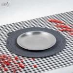 زیر دستی سرو 22 سانت کلاسیک استیل سیلور آتیماه(یک عددی)