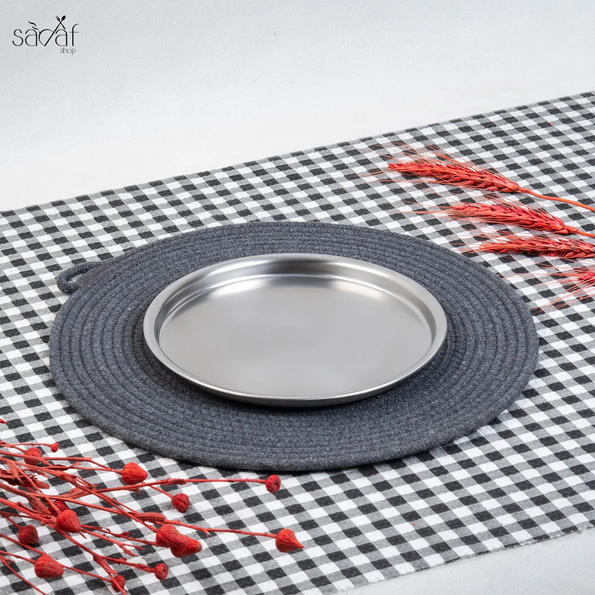 16_16_11zon پلیت سرو 21 سانت استیل سیلور آتیماه(یک عددی) - تصویر 1