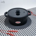 قابلمه دو دسته درب دار24 سانت مونارک پلاس مشکی زرساب (یک عددی)