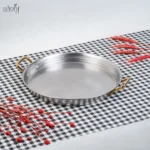 سینی سرو دو دسته گرد 33 سانت استیل سیلور آتیماه ( یک عددی)