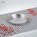 سینی سرو دو دسته گرد 28 سانت استیل سیلور آتیماه ( یک عددی)