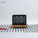 جای دستمال رو میزی فلزی مشکی میخک صدف (یک عددی)