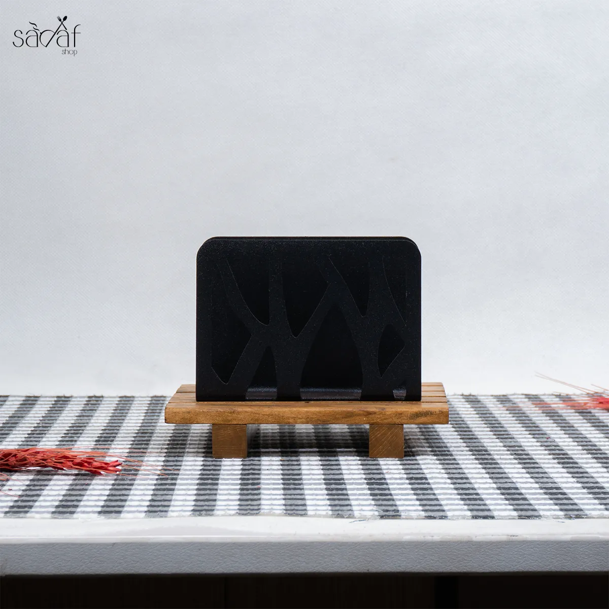 60_60_11zon جای دستمال رو میزی فلزی مشکی درختی صدف (یک عددی) - تصویر 1