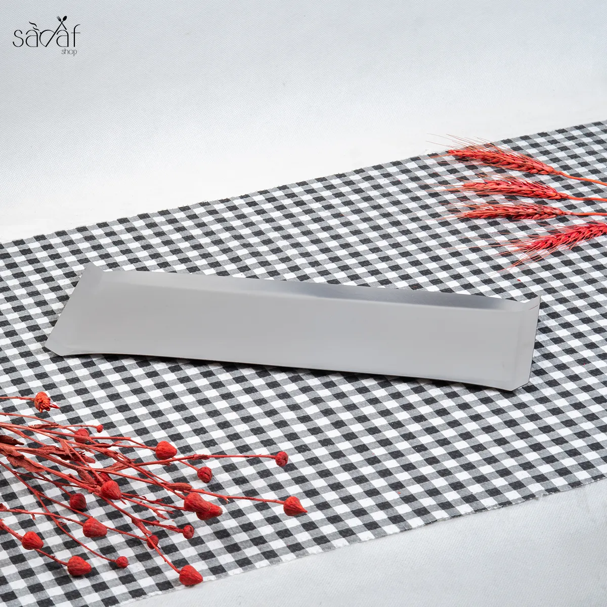 9_9_11zon ظرف سرو مستطیل 40/15 سانت استیل سیلور آتیماه (یک عددی) - تصویر 1