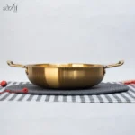 تابه سرو گود دو دسته 23 سانت استیل طلایی (یک عددی) - تصویر 2