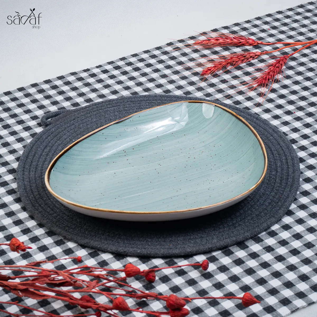 پلیت دفرم دیپ1 پلیت سرو دفرم گود26/21 سانت سرامیک سبز روستیک دنی هوم (یک عددی) - تصویر 1