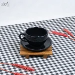 فنجان و نعلبکی سرامیک 280 سی سی مشکی صدف(یک عددی) - تصویر 2