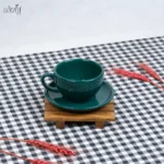 فنجان و نعلبکی سرامیک 280 سی سی سبز کله غازی صدف(یک عددی) - تصویر 2