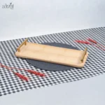 سینی مستطیل بامبو 36/18 سانت دسته طلایی(یک عددی)