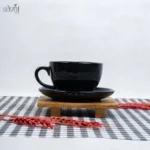 فنجان و نعلبکی سرامیک 280 سی سی مشکی صدف(یک عددی)