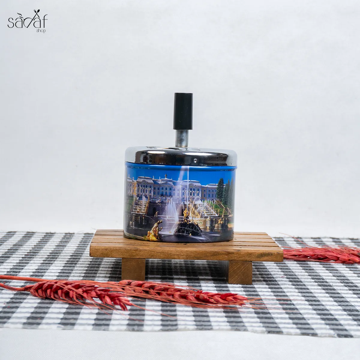 54_54_11zon زیرسیگاری فلزی فشاری طرح دار(یک عددی) - تصویر 1