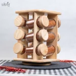 سرویس ادویه چوب،شیشه گردان یونیک (12 عددی)