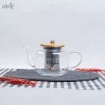 قوری پیرکس صافی استیل درب چوبی یونیک( یک عددی)