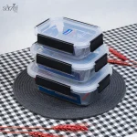 ظرف سه تیکه شیشه ای فریزری/ ماکروویو درب کلیپسی یونیک (ست3 عددی)