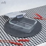 ظرف سه تیکه شیشه ای فریزری/ ماکروویو درب کلیپسی یونیک (ست3 عددی) - تصویر 4