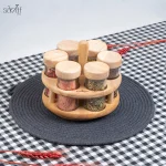 سرویس ادویه چوب،شیشه گردان یونیک (6 عددی)