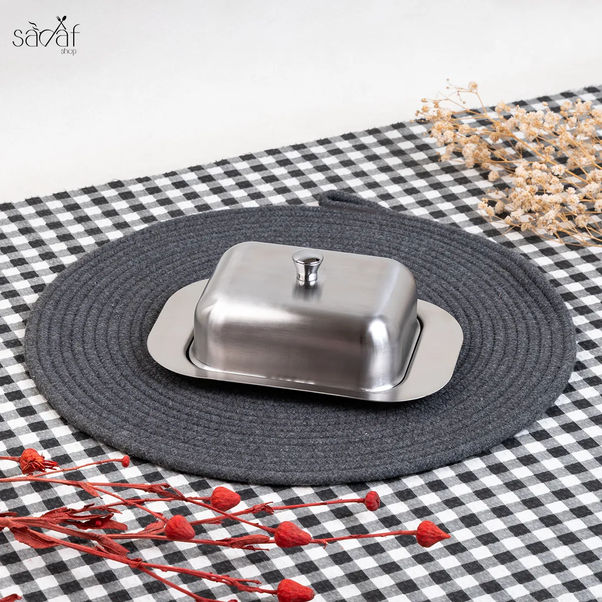 5 ظرف کره/ پنیر تمام استیل وایت پاین (یک عددی) - Image 1