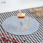 لیوان پیرکس مربع طرح دار درب چوبی دسته رنگی (یک عددی) - تصویر 2