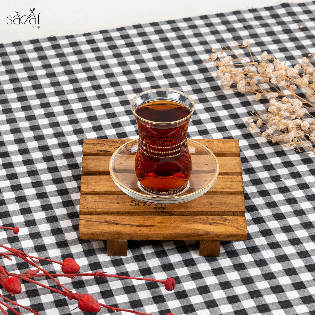 3_3_11zon استکان و نعلبکی 120 سی سی لب طلایی (دست 6 عددی) - تصویر 1