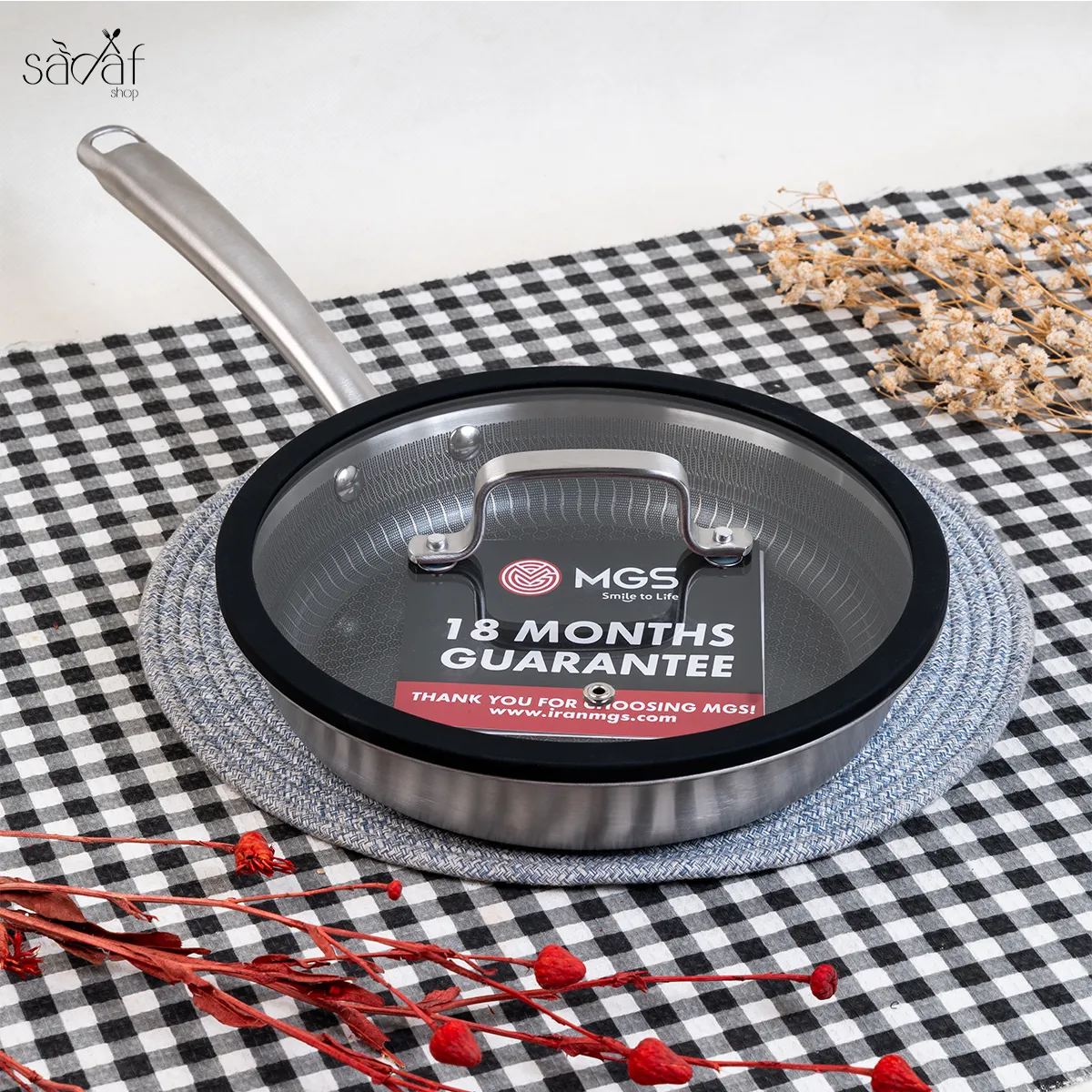 51_51_11zon تابه استیل لیزری دایکاست 24 سانت تکدسته درب دارMGS - تصویر 1